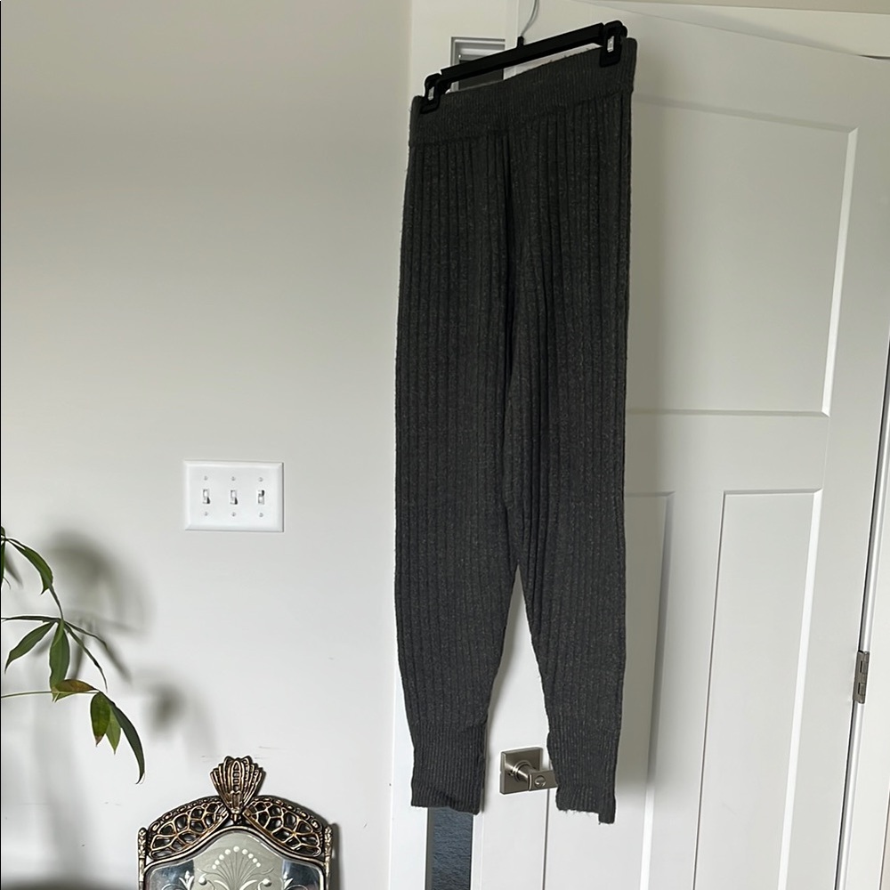 Free People Dark Gray Ribbed Knit Pants